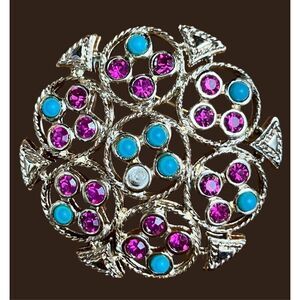 Sarah Coventry Gold-tone, Multi-Color 2” Brooch / NWOT